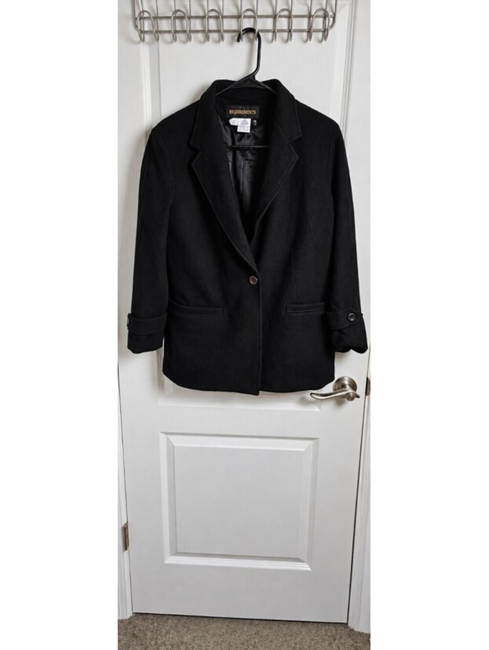Vintage Requirements Black 100% Virgin Wool Blazer Size 10 Made USA